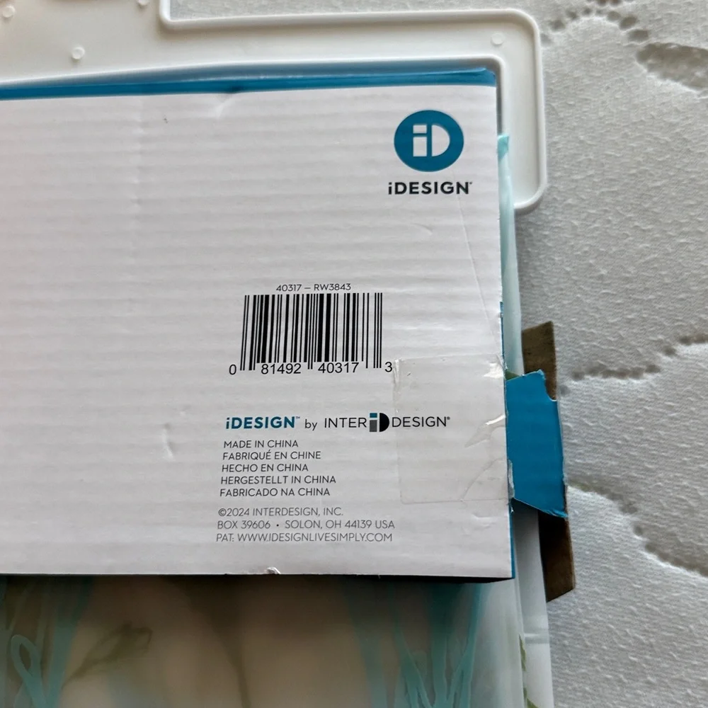 iDesign PEVA Shower Curtain with Leaf Print and hooks